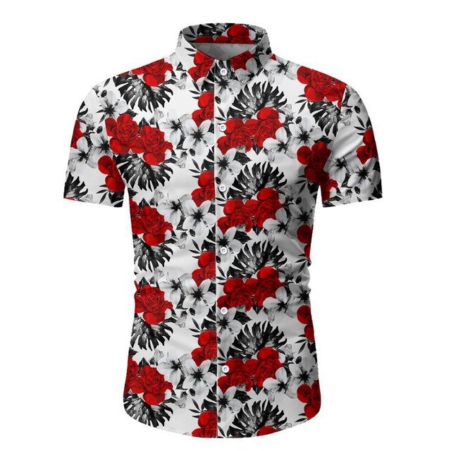 Hipster Tropical Floral Printed Mens Summer Shirt