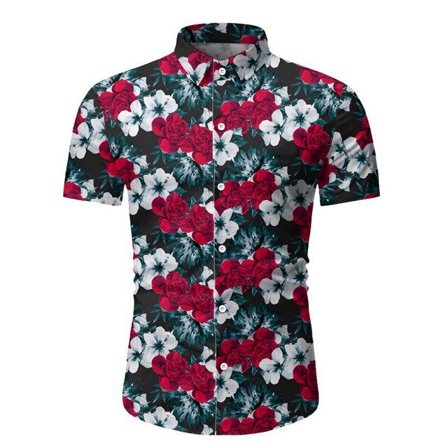 Hipster Tropical Floral Printed Mens Summer Shirt