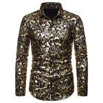 Men's Luxury Gold Paisley Print Baroque Dress Shirts