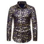 Men's Luxury Gold Paisley Print Baroque Dress Shirts