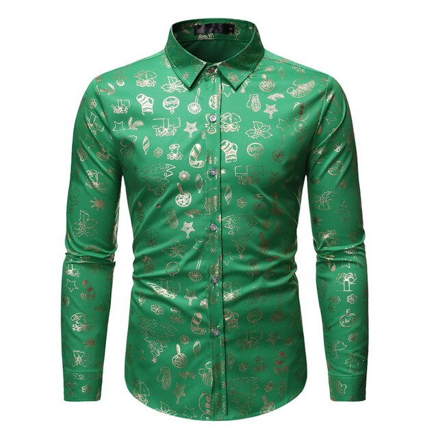 Christmas Theme Button Up Shirt Men