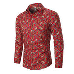 Red Paisley Mens Shirts 2019 Brand New Autumn Slim Fit