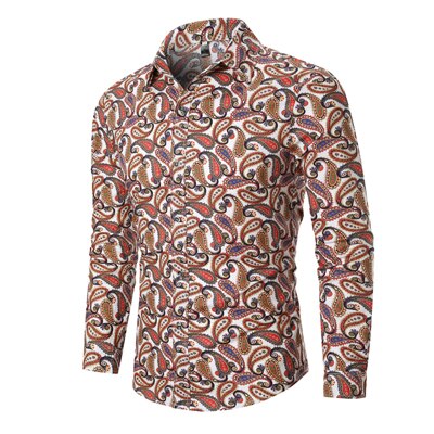 Red Paisley Mens Shirts 2019 Brand New Autumn Slim Fit