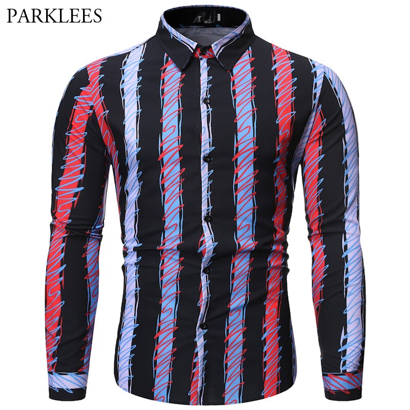 Contrast Stripes Design Shirt Men’s Autumn style