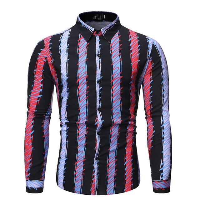 Contrast Stripes Design Shirt Men’s Autumn style