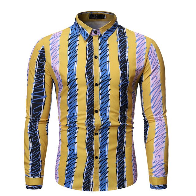 Contrast Stripes Design Shirt Men’s Autumn style