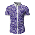 Purple Paisley Floral Print Short Sleeve Shirt