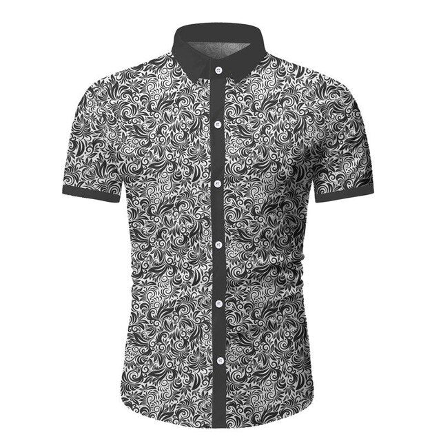 Purple Paisley Floral Print Short Sleeve Shirt