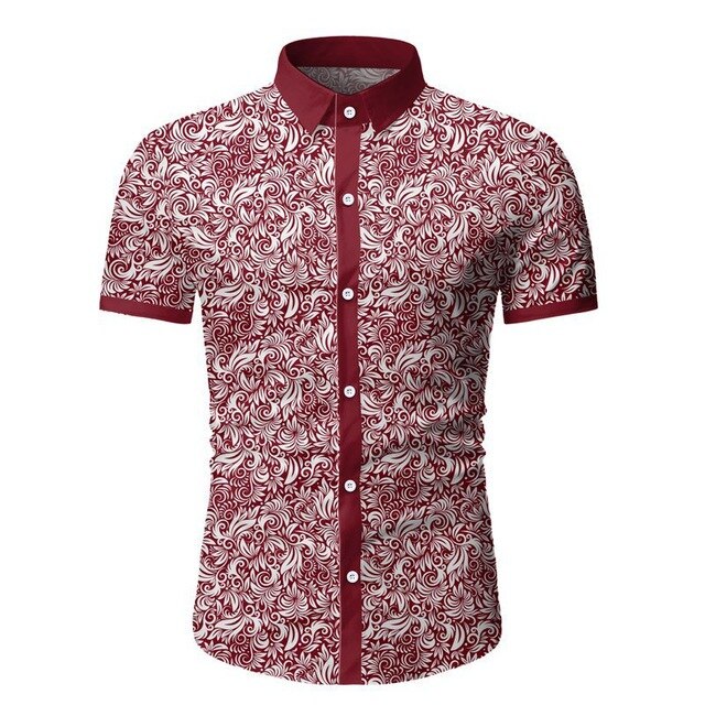 Purple Paisley Floral Print Short Sleeve Shirt