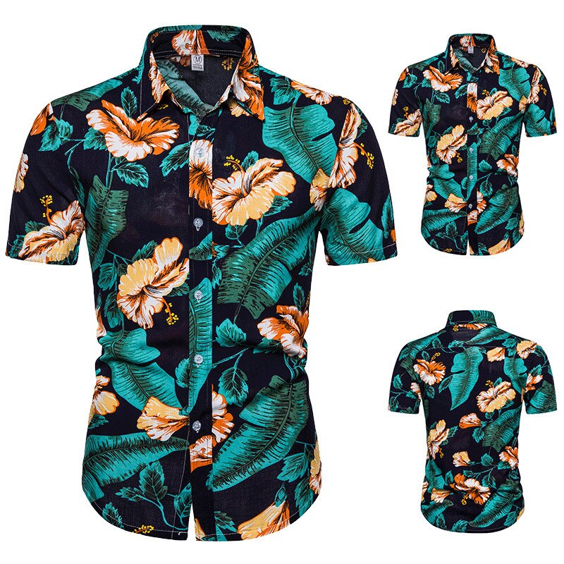 2020 New Hawaiian Shirt Men Summer Short Sleeve