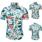 Floral Shirt Blouse Short Sleeve Cotton Mens Summer