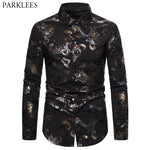 Shiny Floral Bronzing Men Shirts Baroque Palace