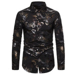 Shiny Floral Bronzing Men Shirts Baroque Palace