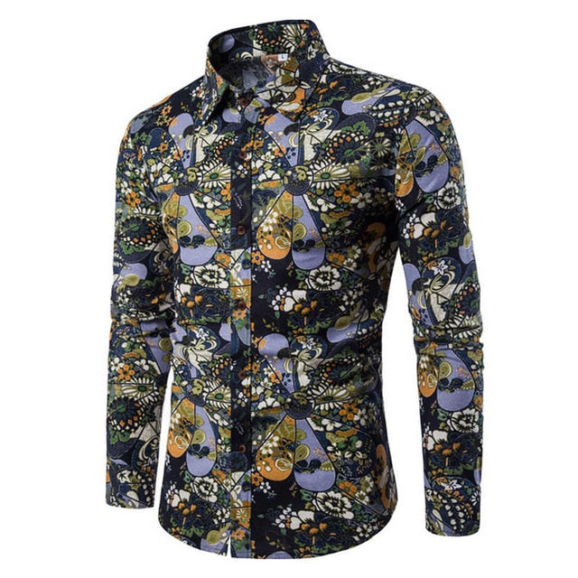 2020 Clothing Fashion Male Shirt Flax Dress Shirts