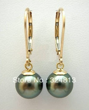 natural southsea saltwater BLACK SHELL PEARL earring #1237