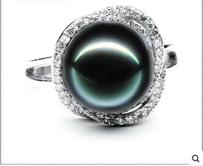 Wedding Women Gift word 925 Sterling  real Natural Tahitian Black Pearl