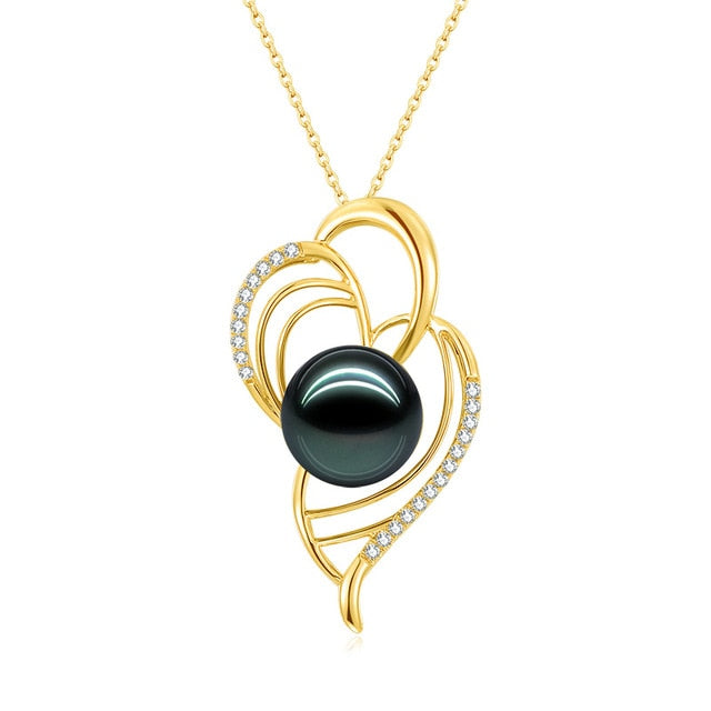 18K Gold 13mm Black Tahiti Pearl Pendant 18K Yellow Gold