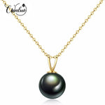 Genuine 18K Gold Chain Necklace Natural Tahiti Black Pearl