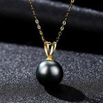 Genuine 18K Gold Chain Necklace Natural Tahiti Black Pearl