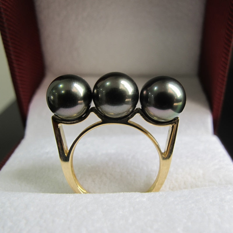 Wedding Women Gift word 925 Sterling  real Tahiti black pearl