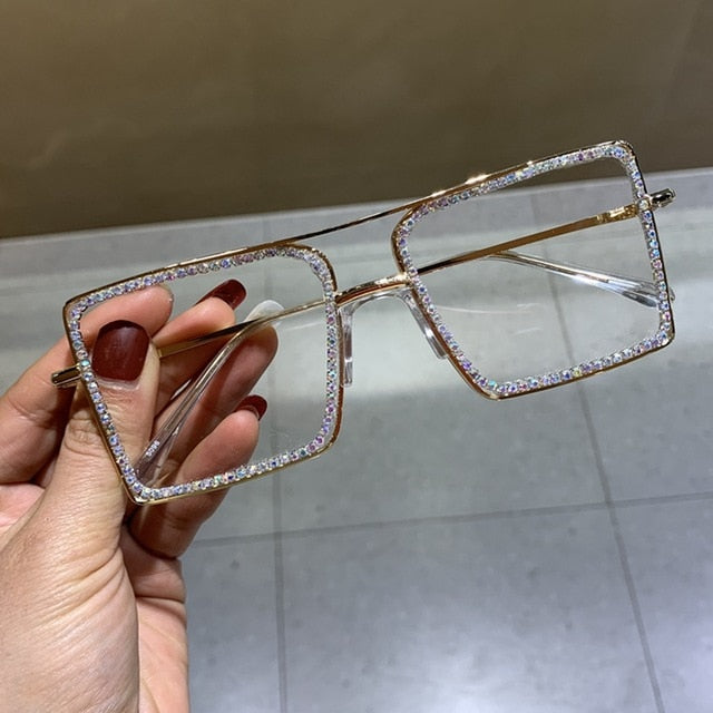 Optical frame Transparent square sunglasses metal Women