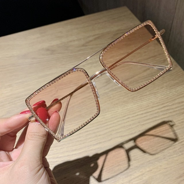 Optical frame Transparent square sunglasses metal Women