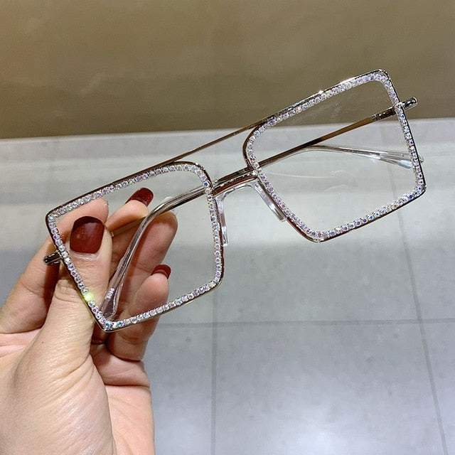 Optical frame Transparent square sunglasses metal Women