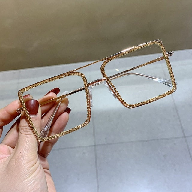 Optical frame Transparent square sunglasses metal Women