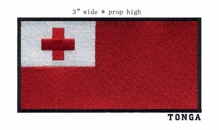 TONGA embroidery flag patch 3" wide  100% embroidered