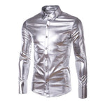 Purple Coated Metallic Night Club Wear Shirt