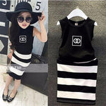 Brand Baby Girls Clothes 2pcs/set Summer Style Vest+stripes Skirt