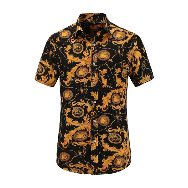 Jeetoo Mens Casual Flower Flamingos Print Shirt