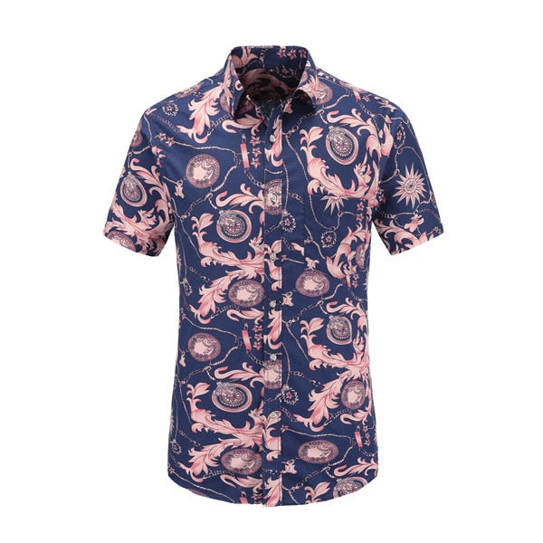 Jeetoo Mens Casual Flower Flamingos Print Shirt