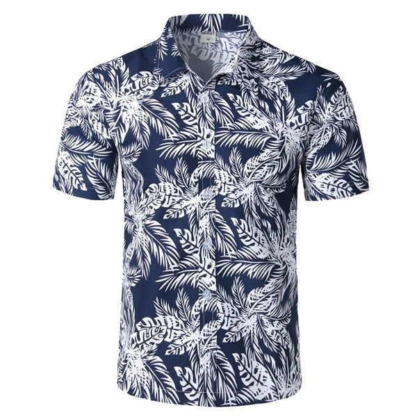 Summer Beach Hawaiian Shirt Men Classic Button Down