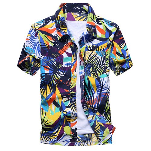 Summer Beach Hawaiian Shirt Men Classic Button Down