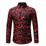 Yellow Geometric Leaves Print Shirt Men