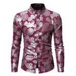 Mens Steampunk Printed Shirts Casual Slim Fit