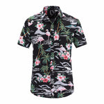 Jeetoo Mens Casual Flower Flamingos Print Shirt