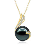 18K Gold 13mm Black Tahiti Pearl Pendant 18K White Gold/Yellow