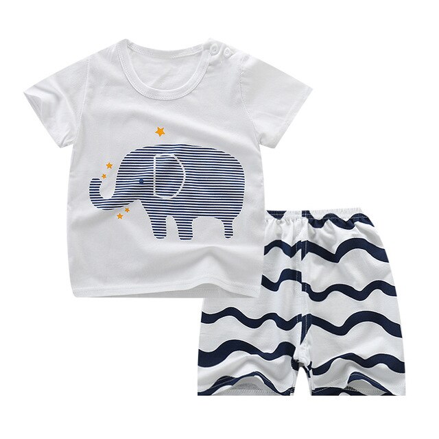 Summer Short Sleeve T-shirt Shorts 2pcs Suit Children Set