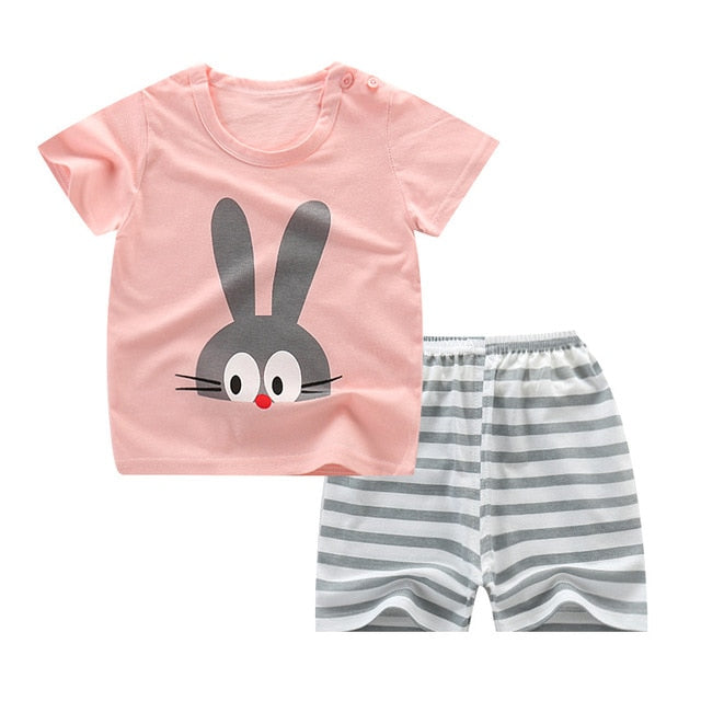 Summer Short Sleeve T-shirt Shorts 2pcs Suit Children Set