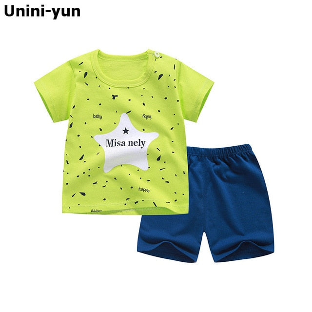 Summer Short Sleeve T-shirt Shorts 2pcs Suit Children Set