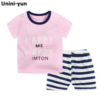 Summer Short Sleeve T-shirt Shorts 2pcs Suit Children Set