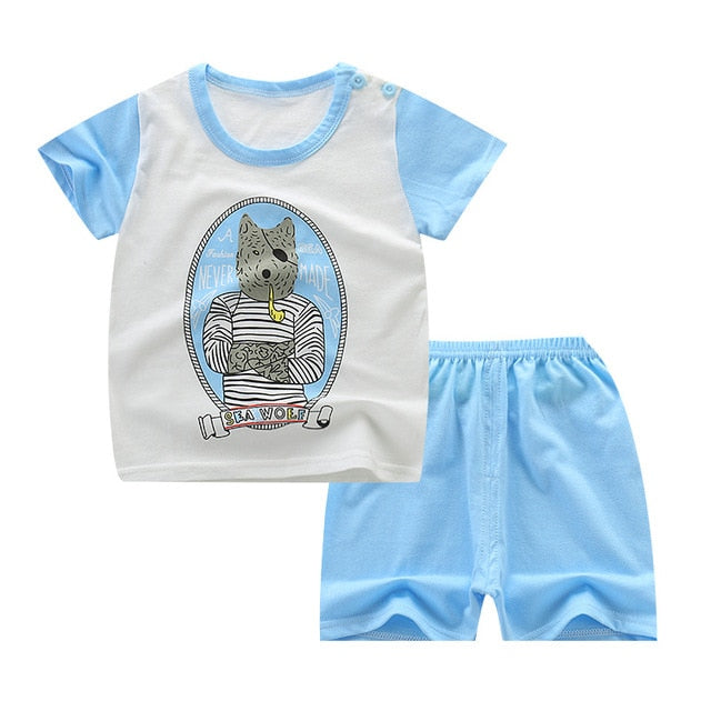 Summer Short Sleeve T-shirt Shorts 2pcs Suit Children Set