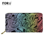 Long Wallets Polynesian Zipper Leather Wallet