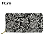 Long Wallets Polynesian Zipper Leather Wallet