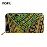 Long Wallets Polynesian Zipper Leather Wallet