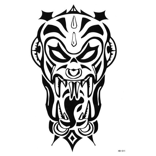 POLYNESIAN BULL TEMPORARY TATTOO, WARRIOR, TRIBAL MENS, WOMENS, MAORI, STICKER