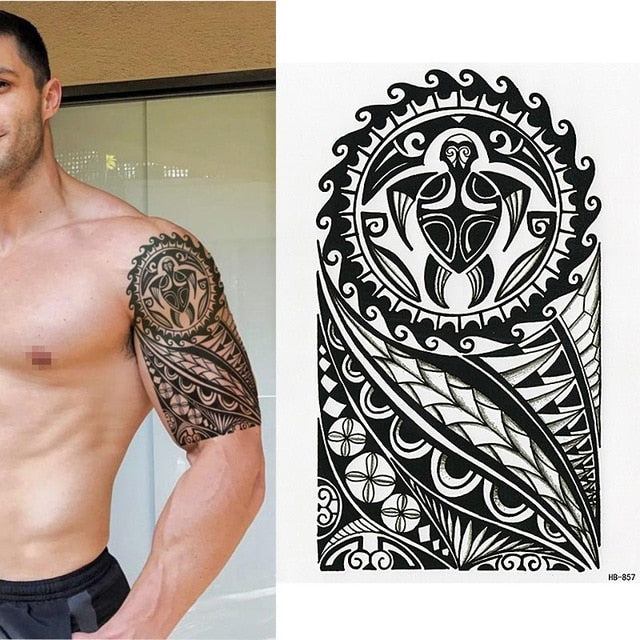 POLYNESIAN BULL TEMPORARY TATTOO, WARRIOR, TRIBAL MENS, WOMENS, MAORI, STICKER