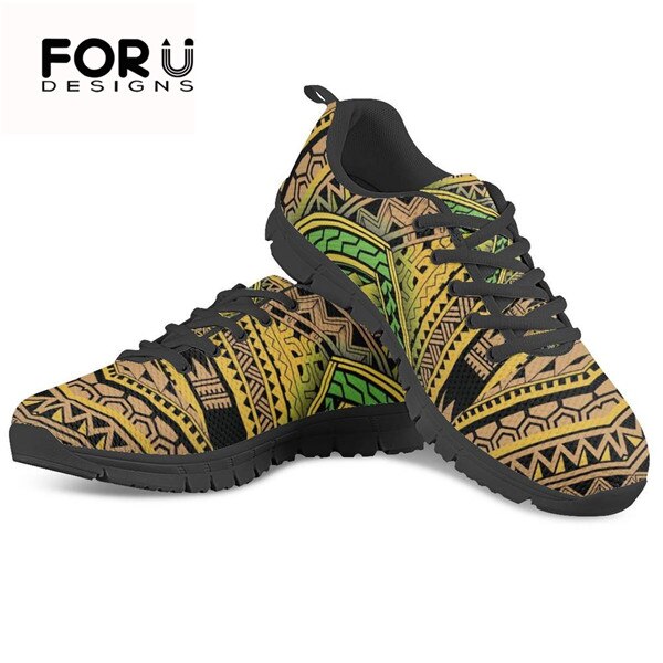 Sneakers Women Flats Brand Designer Polynesian style